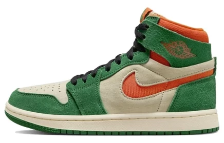 Женские кроссовки Jordan 1 Zoom Air 2, зелено-оранжевые