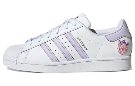 Женские кеды Adidas Superstar, белые с фиолетовым