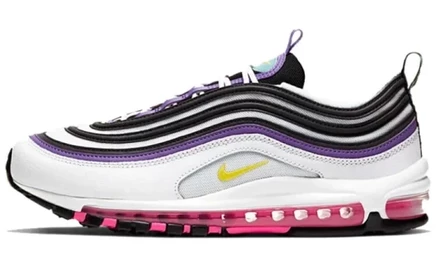 Кроссовки Nike Air Max 97, бело-желто-фиолетовые
