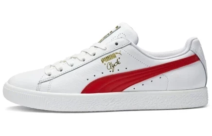 Мужские кеды Puma Clyde Leather Foil, бело-вишневые
