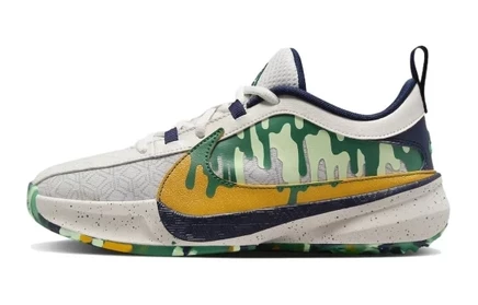 Детские кроссовки Nike Zoom Freak 5, бело-зелёно-жёлтые