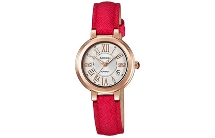 Женские часы Casio SHEEN SHE-4029PGL-7A, красный ремешок