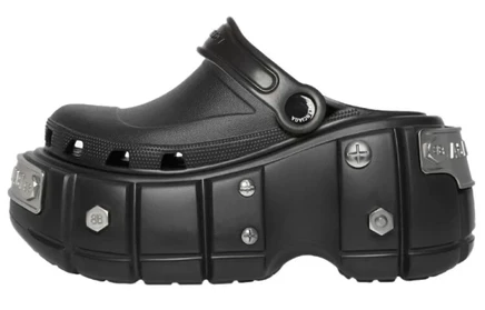 Женские сабо Balenciaga Hardcrocs, черно-серебристые
