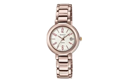 Женские часы Casio SHEEN, белые, корпус цвета розового золота