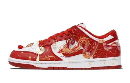 Мужские кеды Nike Dunk «Дракон и феникс», красные