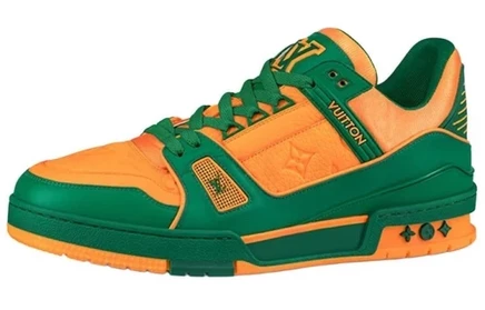 Кроссовки Louis Vuitton LV Trainer, оранжево-зеленые