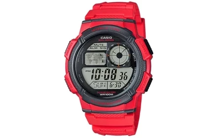 Мужские часы Casio AE-1000W-4A, красный ремешок
