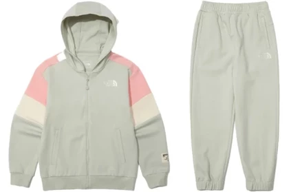 THE NORTH FACE Kids Casual Sportswear Hooded Moderate clothing sets (light green)