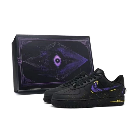 Кеды Nike Air Force 1 Low, черно-фиолетово-желтые