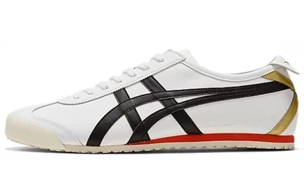 Кроссовки Onitsuka Tiger Mexico 66, бело-черно-золотые