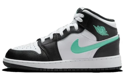 Мужские кеды Jordan 1 Green Glow, бело-черно-зеленые