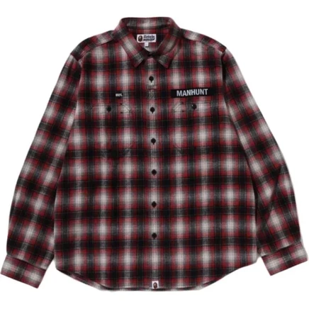 Мужская рубашка A Bathing Ape с отложным воротником, красная