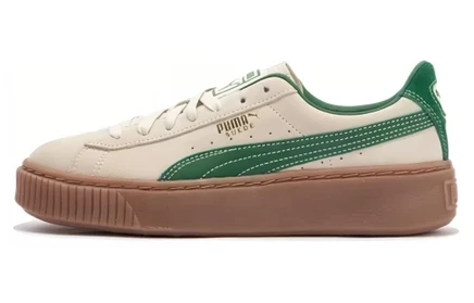 Женские кеды Puma Suede Platform Core, бежево-зеленые