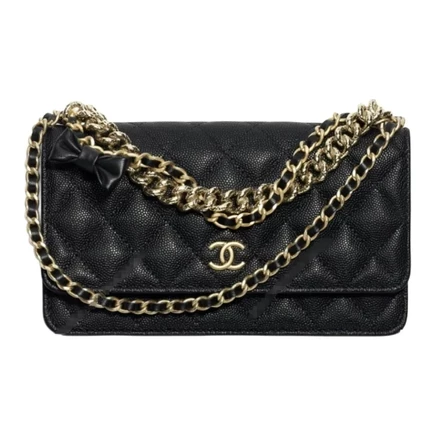Женская сумка Chanel WOC кожаная через плечо, черная