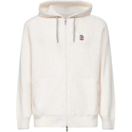 Мужской кардиган Brunello Cucinelli с капюшоном, белый