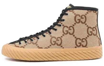 Мужские высокие кеды Gucci Maxi GG High, карамельные