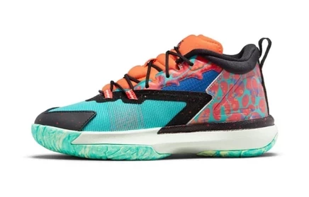 Детские кроссовки Jordan Zion 1 Mid, оранжево-зеленые