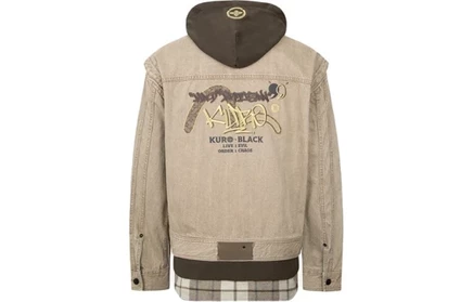 Мужская джинсовая куртка Evisu, бежево-коричневая