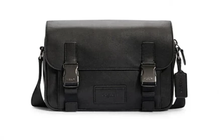 Мужская кожаная сумка Coach через плечо, черная
