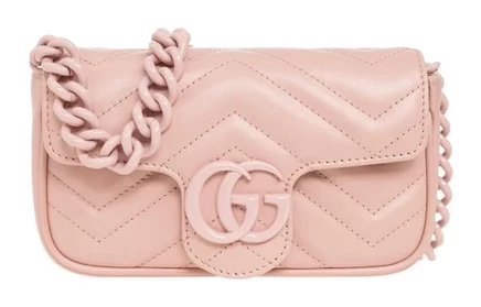 Женская кожаная сумка Gucci GG Marmont, светло-розовая