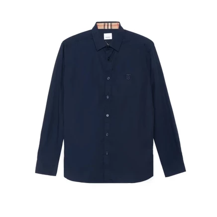 Мужская рубашка Burberry Monogram Motif, приталенная, синяя