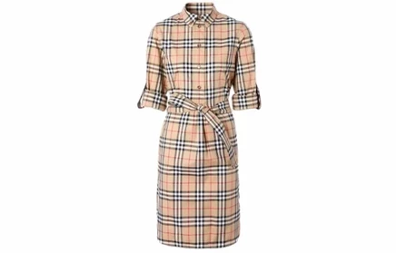Платье-рубашка Burberry в клетку, бежевое