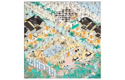 Женский шелковый шарф Hermes On The Beach, зеленый