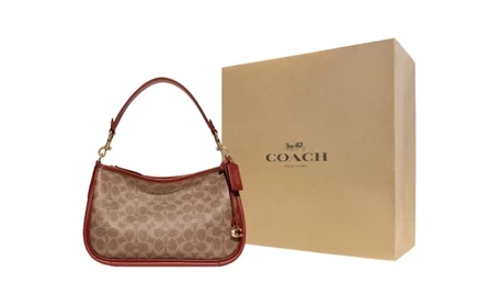 Женская сумка Coach Cary из канваса, коричневая