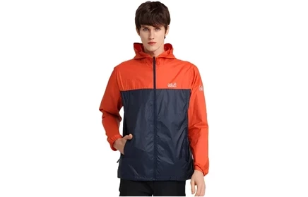 Мужская куртка Jack Wolfskin с капюшоном, синяя/оранжевая