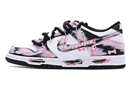 Унисекс кроссовки Nike Dunk Low, черно-розовые