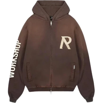 Женское худи Represent Logo Tape на молнии, коричневое