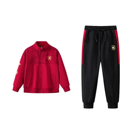 Converse Casual Sportswear CNY New Year Edition, Fleece Lined Thermal Comfortable 2 Piece Set Kids' черный