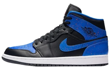 Мужские кроссовки Jordan 1 Mid, синие с брызгами краски