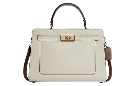Женская сумка Coach Lane из кожи, бело-коричневая