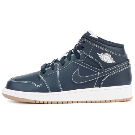 Кеды для девочек Jordan 1 Retro Mid GS, темно-синие