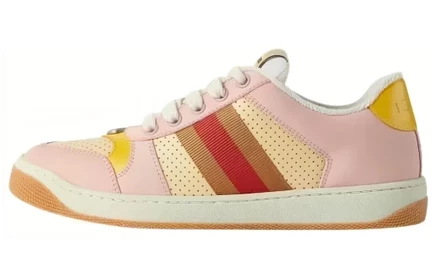 Женские кроссовки Gucci Screener, розово-желто-коричневые