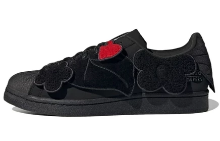 Мужские кроссовки Adidas Superstar, черные с цветами