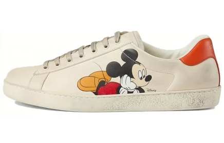 Мужские кеды Gucci Ace Low Mickey Mouse, кремовые