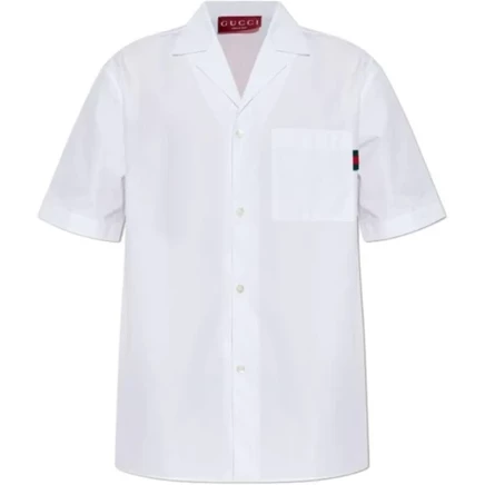 Мужская рубашка Gucci Web Detailed Regular Fit, белая