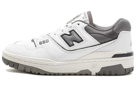 Мужские кроссовки New Balance 550, белые с серыми деталями