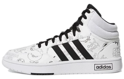 Мужские кроссовки Adidas Hoops 3.0 Mid, бело-черные