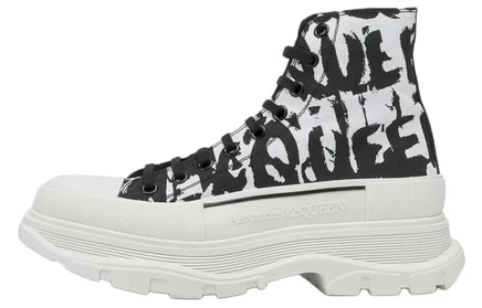 Женские ботинки Alexander McQueen Tread, бело-черные