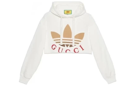 Женское укороченное худи Gucci x Adidas, белое
