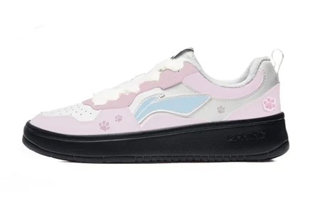 Li Ning First Cloud Funi Cherry Blossom Milk Paw Lightweight, Breathable, And Slip Resistant Low top Skateboard Shoes dark violet