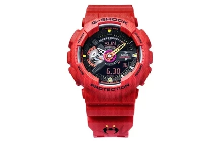 Женские часы Casio, двойной дисплей, красный ремешок