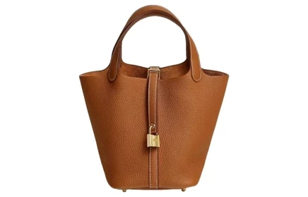 Женская сумка Hermes Picotin Lock, кожаная, коричневая