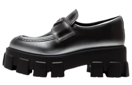 Женские лоферы Prada Monolith, бело-чёрные