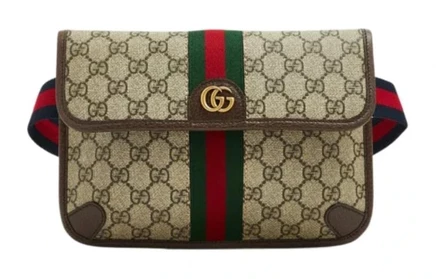 Женская поясная сумка Gucci из канваса, коричневая