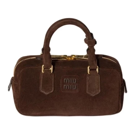 MIU MIU Arcadie Series Leather Handbag Women's Dark Brown default