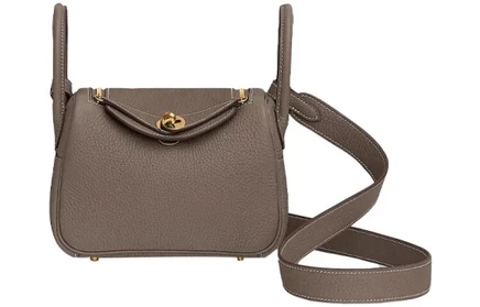 Женская мини-сумка Hermes Lindy 18 из кожи, серая